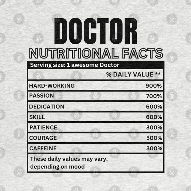 funny Gift idea for doctor - Funny Doctor Nutritional Facts - Doctor Humorous Gift by KAVA-X